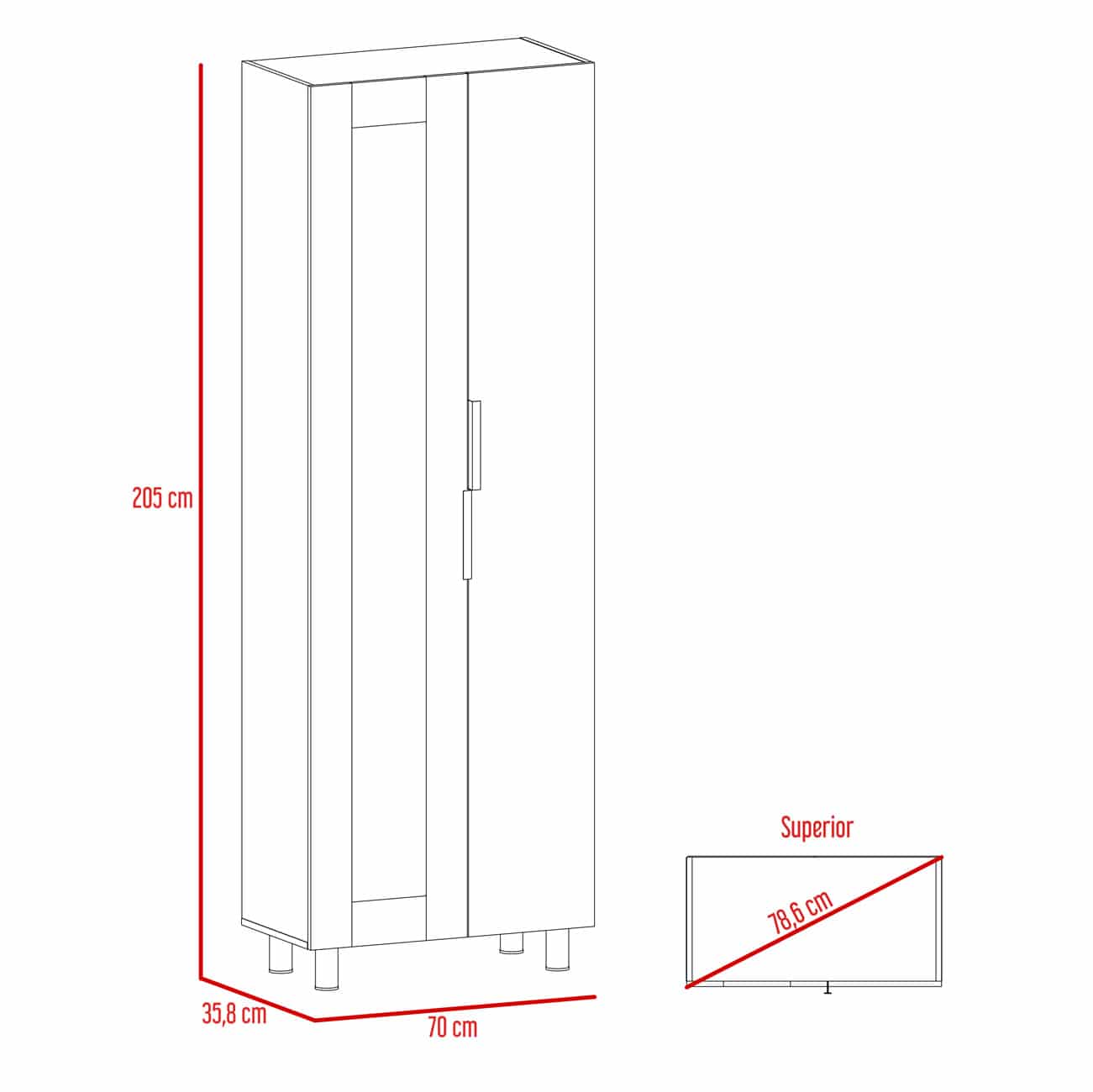 Mueble Alacena Fendi, Rovere y Blanco, de dos puertas batientes y vari